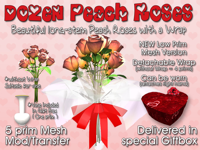 Custom Love: A Dozen Peach Roses Wrapped