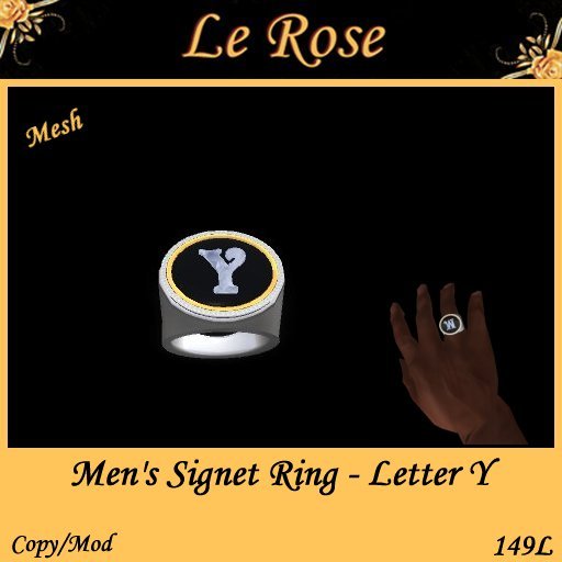 Le Rose - Men's Signet Ring Letter Y 