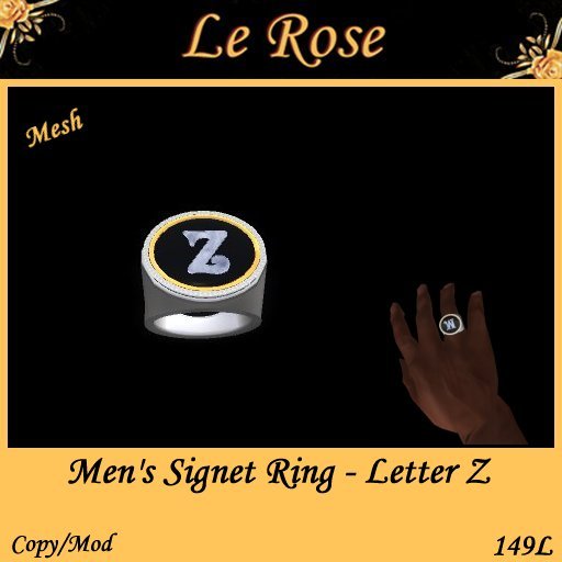 Le Rose - Men's Signet Ring Letter Z 