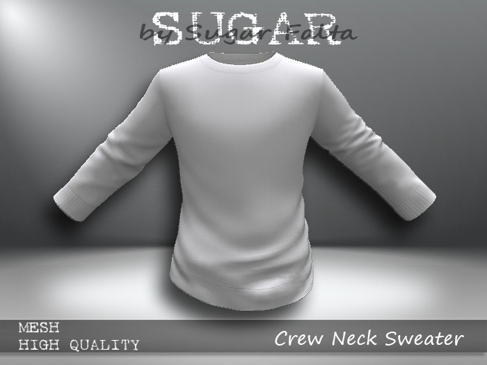 SUGAR for Men - Crew Neck Sweater - PLAIN WHITE