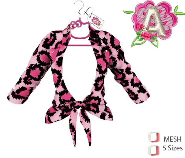 **//Akey//** Pink-leopard knotted shirt