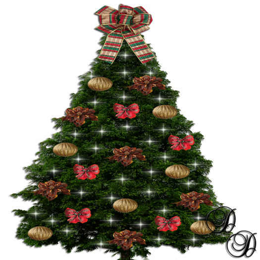 Christmas Tree w/color changing light and Bows and Balls