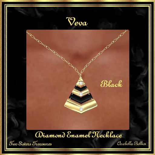 TST - VEVA DIAMOND BLACK ENAMEL NECKLACE YG.