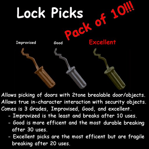 Lockpicks Excellent Pack of 10