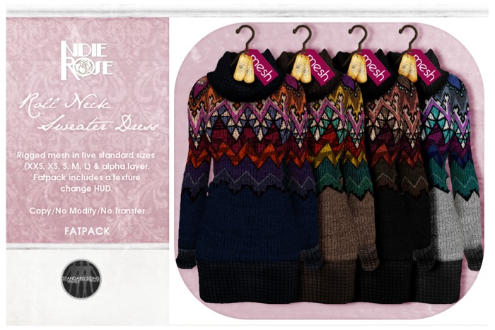 ~*INDIE ROSE*~ MESH Roll Neck Sweater Dresses - FAT PACK