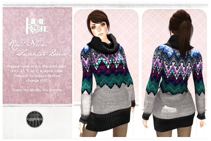 ~*INDIE ROSE*~ MESH Roll Neck Sweater Dress DEMOS