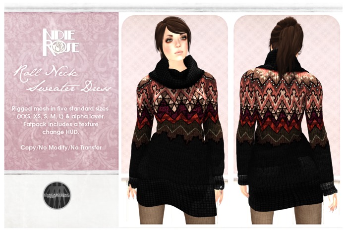 ~*INDIE ROSE*~ MESH Roll Neck Sweater Dress DEMOS