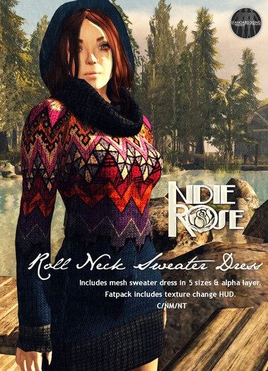 ~*INDIE ROSE*~ MESH Roll Neck Sweater Dress DEMOS