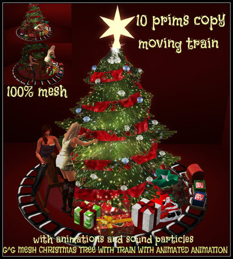 G^G MESH CHRISTMAS TREE WITH TRAIN WITH ANIMATED ANIMATION