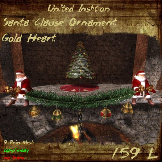 *UI* Santa Clause Ornament Gold Heart v