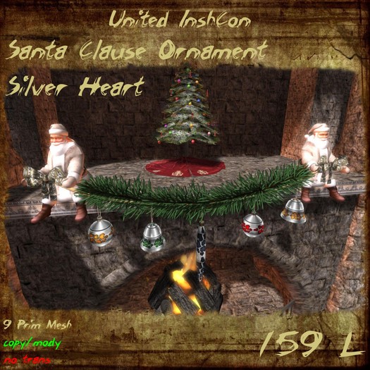 *UI* Santa Clause Ornament Silver Heart v