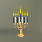 Musical Golden Menorah with Blue and White Candles box