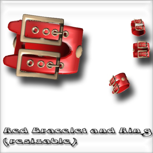 Red Bracelet and Ring Set (resizable)
