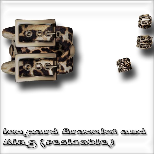 Leopard Bracelet and Ring Set (resizable)