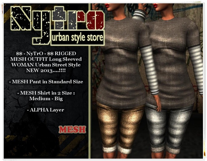 $$ - NyTrO - $$ RIGGED MESH Smooth Street OUTFIT Green Man (Hoodie + Pant) Urban Style NEW 2012.! (Box)