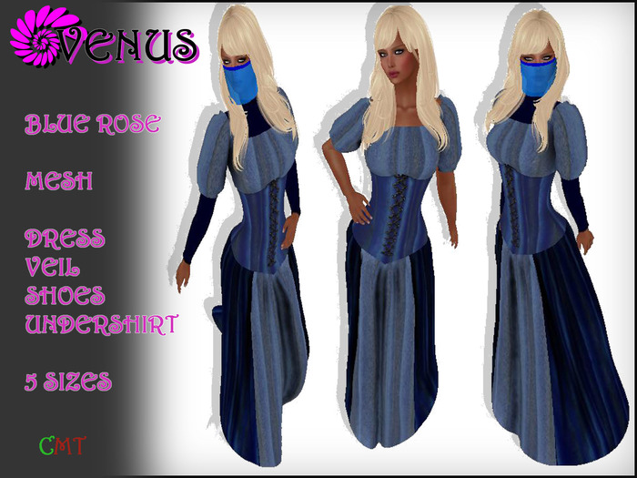 Blue Rose Dress medieval (Blue)