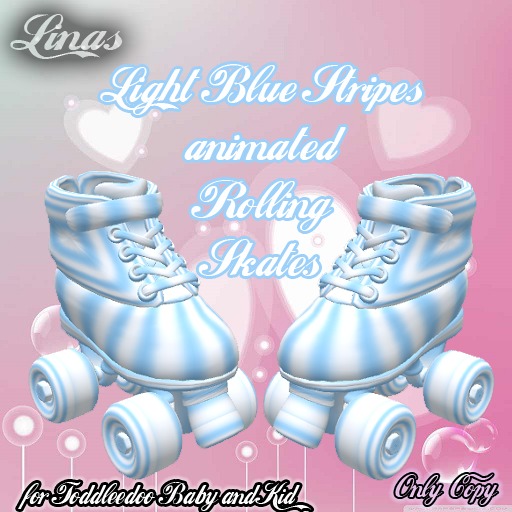 [Linas] Light Blue Stripes Rolling Skates *Toddleedoo* 
