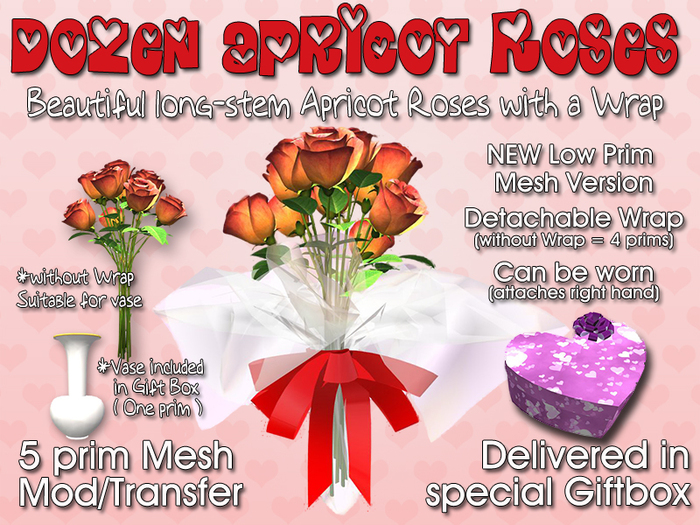 Custom Love: A Dozen Apricot Roses Wrapped