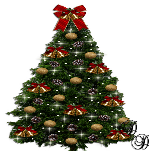 Christmas Tree w/color changing light and Bell Decor