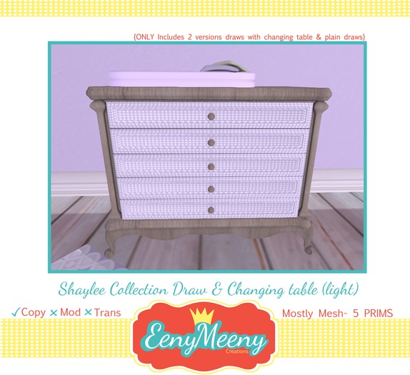{ Eeny Meeny } Shaylee Collection Changing table (Light)  Boxed