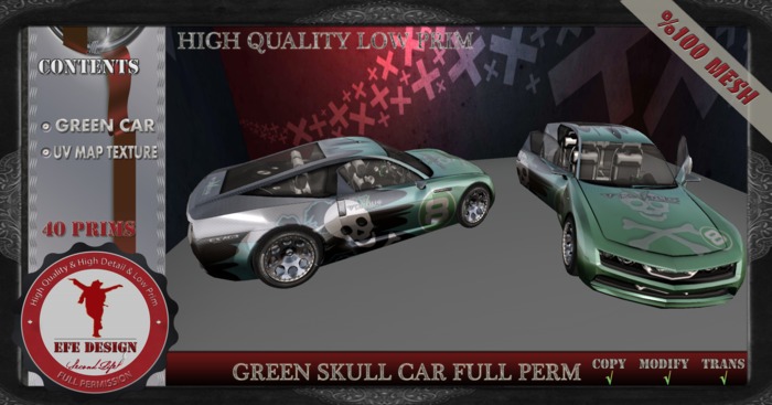 Green Skull Car Full Perm
