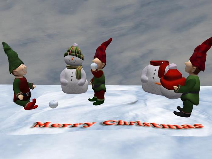 Elfs Playing - Merry Christmas