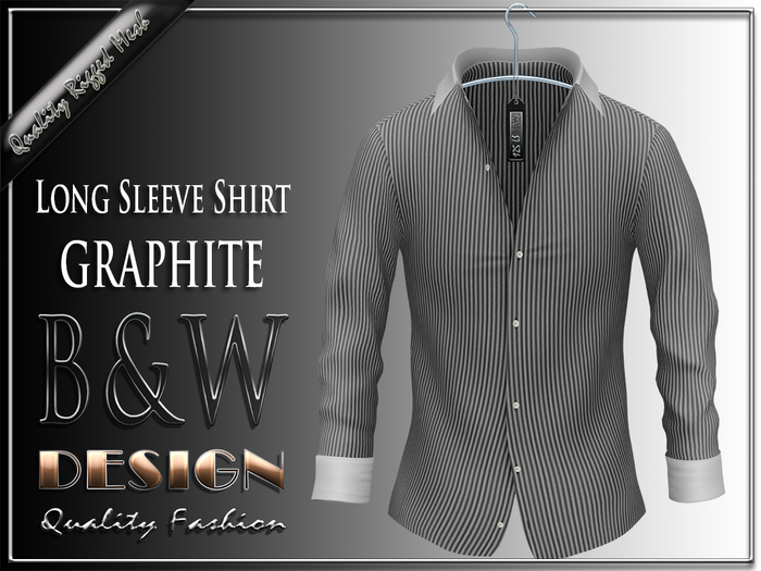 B&W - Long Sleeve Shirt - Mesh - GRAPHITE Stripe