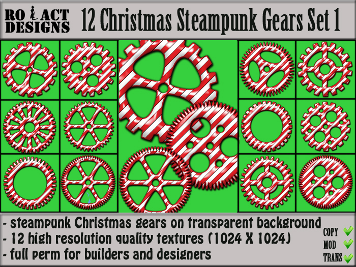 Ro!Act Designs 12 Christmas Steampunk Gear Textures Set 1