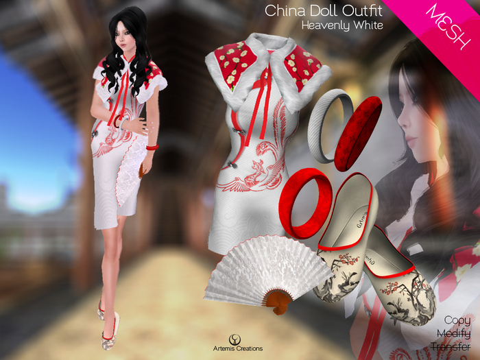 [A] China Doll Outfit - Heavenly White