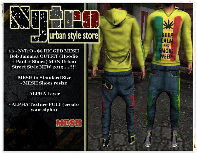 $$ - NyTrO - $$ RIGGED MESH Bob Jamaica OUTFIT BLUE 02 Jeans + Hoodie + Shoes NEW COLLECTION 2013..!!!