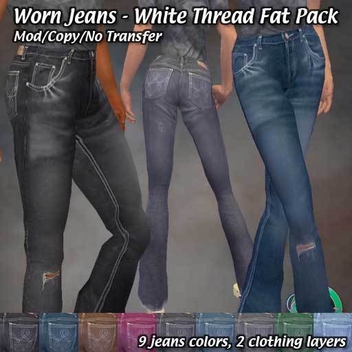 R(S)W - Worn Jeans: White Thread Fat pack