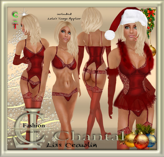 .:LC:. Chantal  X-mas Lingerie with Applier - red