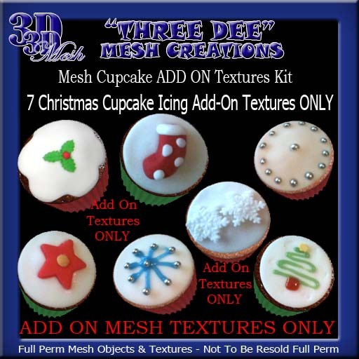 TD Mesh Christmas Cupcake Icing Add On Textures Kit
