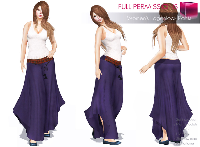 Full Perm Rigged Mesh Womens Lagenlook Pants