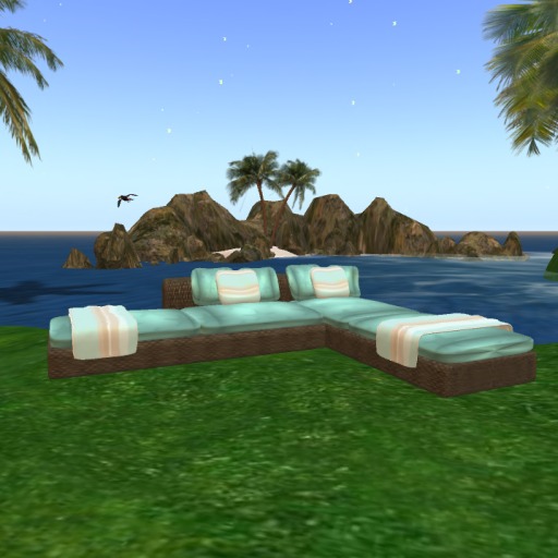 BG Inspirations - Blue Shell Wicker Sofa - Friends