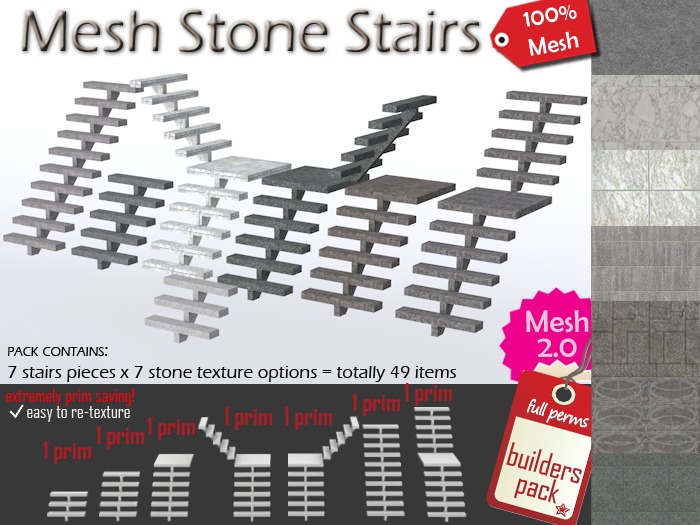 Mesh Stone Stairs Builders Pack A [Full Perm] 
