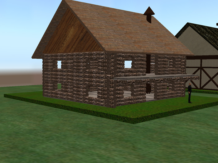 NIMBUS STATION -- Two Story Alpine Village All-Prim Log Cabin by ej gold FULL PERM