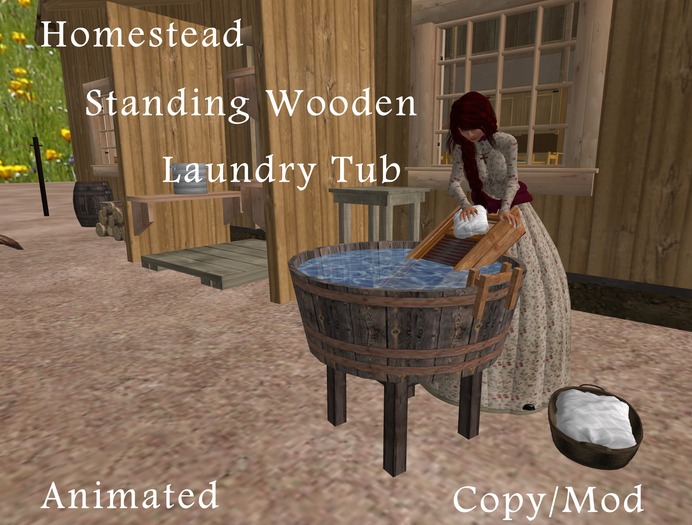 Homestead~Mesh Standing Wooden Laundry Tub 2.0