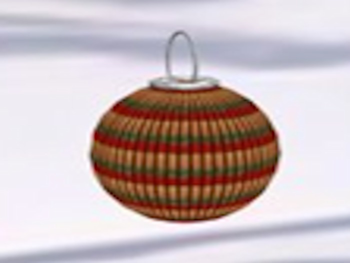 Large Christmas Bulb gold/red striped