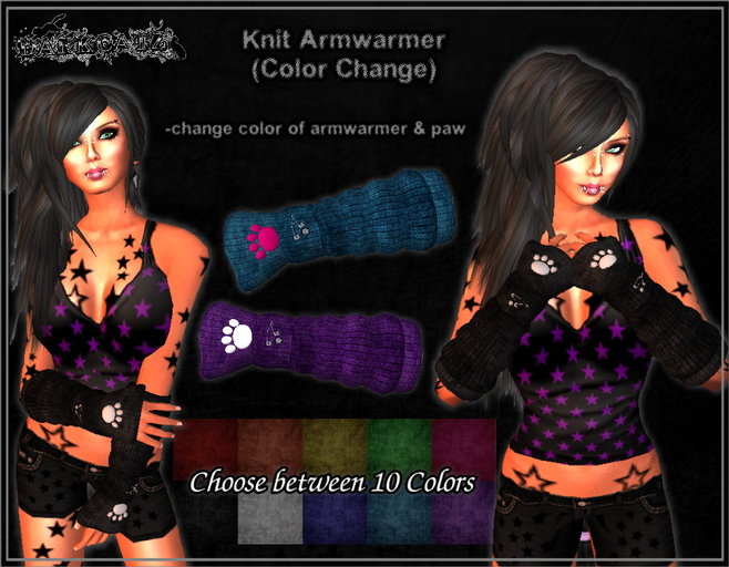 ::DarKCatZ:: Knit Armwarmer (Color Change)