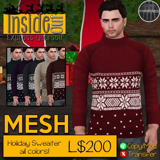 MESH Xmas Stitched Pointsettia Sweater Set