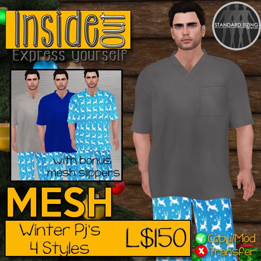 MESH Xmas Blue Deer Set PJs