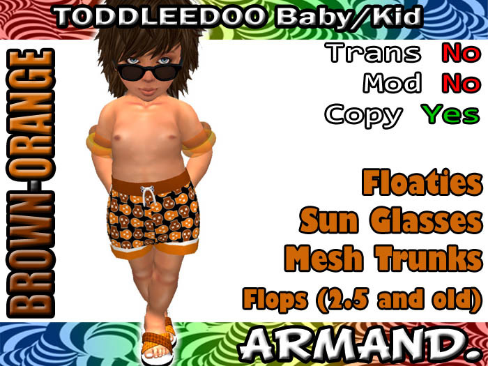 --ARMAND-- SWIMMING TRUNKS - BROWN-ORANGE