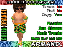 --ARMAND-- SWIMMING TRUNKS - GREEN-ORANGE