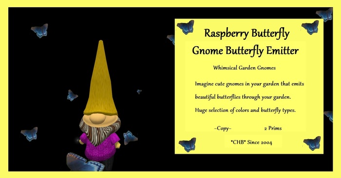 Garden Gnome Raspberry Butterfly Emitter *CHB*