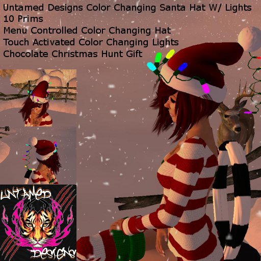 Untamed Designs Color Changing Santa Hat W/ Lights BOX