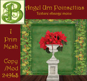 Angel Urn Plinth w/ Poinsettia Menu, 1 Prim with Texture Change Menu
