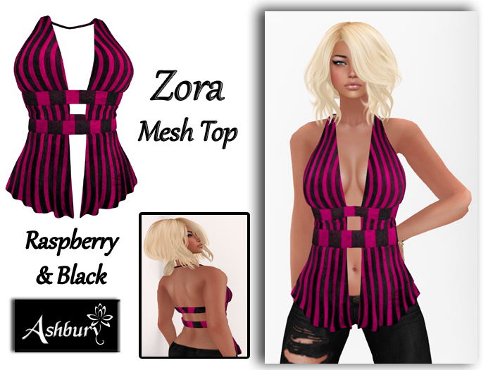 [ASHBURY] Zora Top-Raspberry Black Stripe