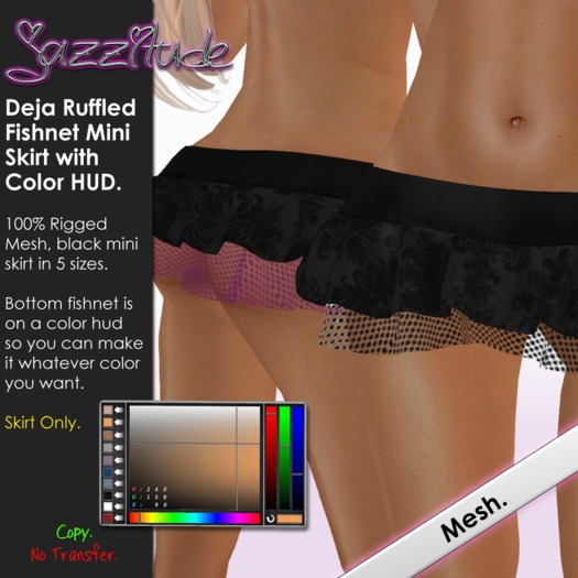 :jazzitude: Deja: Ruffled Fishnet Mini Skirt w/Color HUD