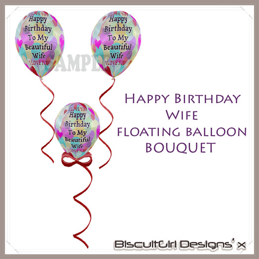 Happy Birthday WIFE Floating Balloon Bouquet